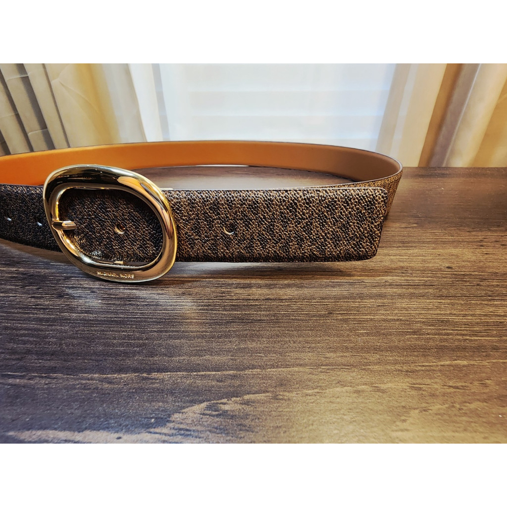 Michael Kors Women's Reversible Leather Logo Belt Sz XL Dark and Cognac Brown - Picture 7 of 16